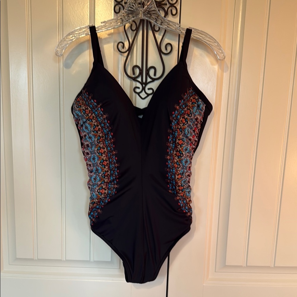 Miraclesuit Black Swimsuit with Strappy Design